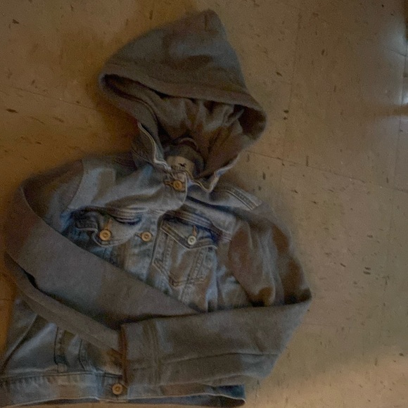 Hollister Hooded Button Up Denim Cotton Sweater - Picture 4 of 9